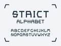 Strict font. Vector alphabet