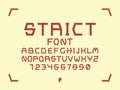 Strict font. Vector alphabet
