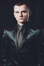 Strict male portrait The guy in the classic black suit Royalty Free Stock Photo