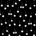 Strict Seamless black and white Pattern with Cherries. Monochrome.
