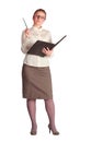 Strict teacher with class book Royalty Free Stock Photo