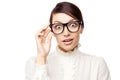 Strict woman in large glasses Royalty Free Stock Photo