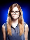 Strict young woman with nerd glasses Royalty Free Stock Photo