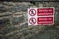 Strictly No Admittance sign on fence Royalty Free Stock Photo