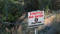 Strictly no entry sign in Platypus conservation area Queensland Australia