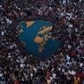 Strictly packed grouped of people as concept of world population day Royalty Free Stock Photo