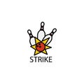 Strike, bowling line recolored icon. Signs and symbols can be used for web, logo, mobile app, UI, UX