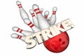 Strike Word Bowling Ball Pins Win Game Royalty Free Stock Photo