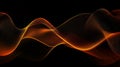 Abstract Dynamic Glowing Orange Wave Lines on Black Background Digital Energy Flow Concept Royalty Free Stock Photo