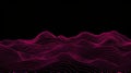 Vibrant Pink Wireframe Grid Landscape. Abstract Flowing Digital Wave Terrain Background Royalty Free Stock Photo