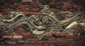 Liquid metal wave over a grunge brick wall Royalty Free Stock Photo