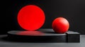 Abstract Red Sphere and Disc on Black Good Resolution Stock Photo Royalty Free Stock Photo