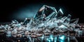 Striking Abstract Double Exposure Broken Glass Texture on a Deep Black Background Ideal for Modern Design Posters and Royalty Free Stock Photo