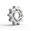 Abstract Geometric White Gear or Cogwheel Symbol with Internal Swirls on a White Background Royalty Free Stock Photo