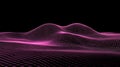 Abstract Glowing Pink Wireframe Mesh Surface on Black Background, Digital Terrain Visualization Technology Concept Royalty Free Stock Photo