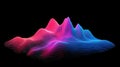 Abstract Neon Wireframe Terrain Visualization Glowing Pink and Blue Peaks on Black Background Royalty Free Stock Photo