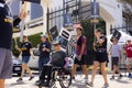 Striking actors and writers protest outside Sony Studios in Culver City, CA.