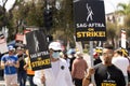 Striking actors and writers protest outside Sony Studios in Culver City, CA.