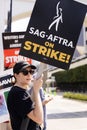 Striking actors and writers protest outside Sony Studios in Culver City, CA. Royalty Free Stock Photo