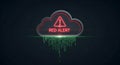 Red Alert: Critical Cloud Security Warning Icon for Digital Data Breach Protection and Cyber Safety Royalty Free Stock Photo