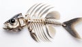 Striking Anatomical Study Fish Skeleton in High Contrast against a Pristine White Backdrop, Offering a Closer Look at Natures Royalty Free Stock Photo