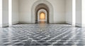 Architectural Perspective: Arched Corridor with Geometric Floor Royalty Free Stock Photo