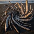 A striking arrangement of driftwood pieces Royalty Free Stock Photo