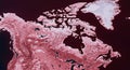 Red topographical map of Canada and Greenland Royalty Free Stock Photo