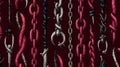 Intricate Artwork of Chains and Hooks with Dark Red Background Royalty Free Stock Photo