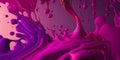 Striking background features a vibrant and dynamic display of liquid splashes in violet and magenta colors.