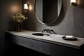 Striking Bathroom sink mirror design. Generate Ai Royalty Free Stock Photo