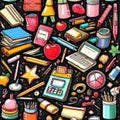 Scholarly Elegance: School Supplies on a Starry Night