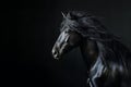 Striking Black horse portrait. Generate Ai Royalty Free Stock Photo