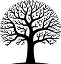 Bare tree silhouette with sprawling branches on white background Royalty Free Stock Photo