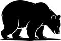 Black Silhouette of a Bear Standing on a White Background Royalty Free Stock Photo