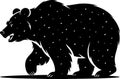 Black Bear Silhouette with White Speckles Walking Left Royalty Free Stock Photo