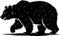 Silhouette of a Black Bear with White Dots, Walking Left Royalty Free Stock Photo