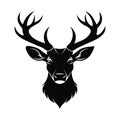 Black Silhouette of Majestic Stag Head Isolated