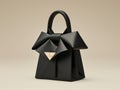 A striking black tote with an avant-garde bow design on a cream background.