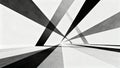 A striking black-and-white abstract composition featuring converging geometric lines and planes creating a sense of depth and Royalty Free Stock Photo