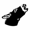 A black and white graphic of a wolf howling with its head tilted upward Royalty Free Stock Photo