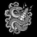 Serpent and Spark Plug Tattoo Design Royalty Free Stock Photo