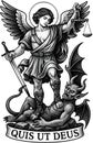 St Michael the Archangel illustration defeating the devil. Royalty Free Stock Photo
