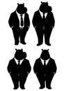 Four business hippos in suits standing together as a silhouette Royalty Free Stock Photo