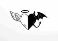Angel devil heart drawing Royalty Free Stock Photo