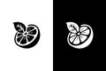 Lemon Slice Logo - Black and White Vector Illustration Royalty Free Stock Photo