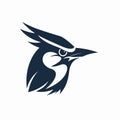 Striking Blue Jay Head Vector Logo Isolated on White Background silhouette Royalty Free Stock Photo