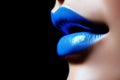 Striking Blue Lipstick on a Model& x27;s Lips