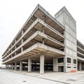 Magnificent Brutalist Parking Garage isolated on white background Royalty Free Stock Photo