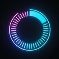 Circular loading indicator with neon blue and pink glow on black background Royalty Free Stock Photo
